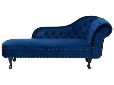 Chaise longue derecho NIMES Terciopelo Azul marino - Sala de estar