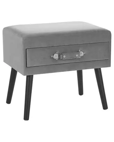 1 Drawer Bedside Table EUROSTAR Velvet Grey - Bedroom