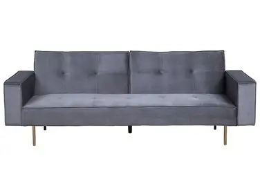 Sofa Bed 3 Seater VISNES Velvet Grey - Living Room