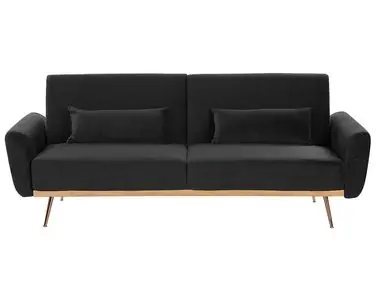 Sofa Bed 3 Seater EINA Velvet Black - Living Room
