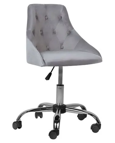 Desk Chair PARRISH Velvet Grey - Home Office