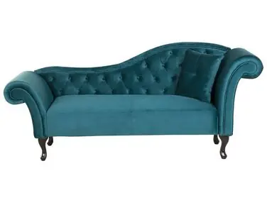Chaise longue derecho LATTES Terciopelo Verde azulado - Sala de estar