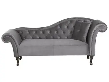 Chaise longue derecho LATTES Terciopelo Gris - Sala de estar