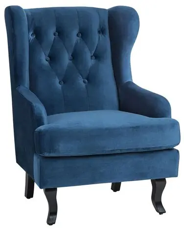 Wingback Chair ALTA Velvet Dark Blue - Living Room