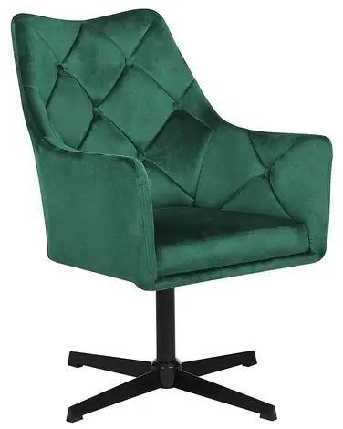 Swivel Armchair VAKSALA Velvet Dark Green - Living Room