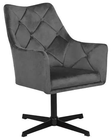 Swivel Armchair VAKSALA Velvet Dark Grey - Living Room