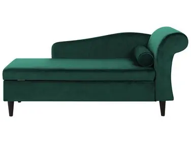 Chaise longue derecho LUIRO Terciopelo Verde oscuro con almacenaje - Sala de estar