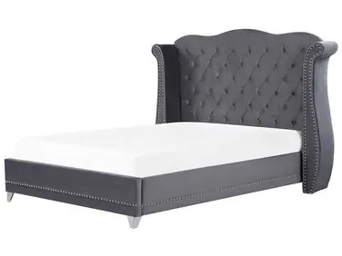 Cama Terciopelo AYETTE 180 x 200 cm Gris - Dormitorio