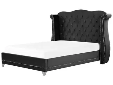 Cama Terciopelo AYETTE 180 x 200 cm Negro - Dormitorio