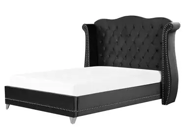 Cama Terciopelo AYETTE 160 x 200 cm Negro - Dormitorio