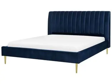 Cama Terciopelo MARVILLE 180 x 200 cm Azul marino - Dormitorio