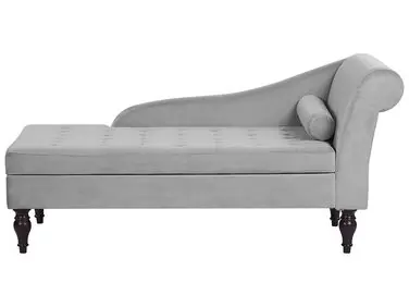 Chaise longue derecho PESSAC Terciopelo Gris claro con almacenaje - Sala de estar