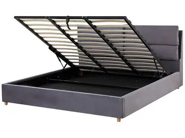 Cama con almacenaje BATILLY Terciopelo Gris 180 x 200 cm - Dormitorio