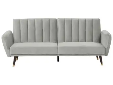 Sofá cama 3 plazas VIMMERBY Terciopelo Gris claro - Sala de estar