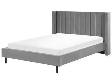 Cama Terciopelo VILLETTE 160 x 200 cm Gris - Dormitorio