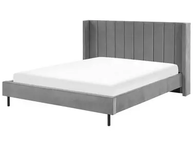 Cama Terciopelo VILLETTE 180 x 200 cm Gris - Dormitorio