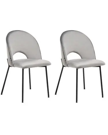 Conjunto de 2 sillas de comedor COVELO Terciopelo Gris