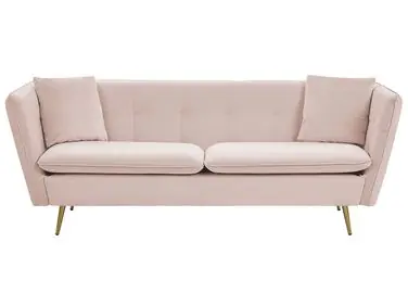 Sofá 3 plazas FREDERICA Terciopelo Rosa - Sala de estar