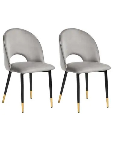 Conjunto de 2 sillas de comedor MAGALIA Terciopelo Gris