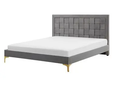 Cama Terciopelo LIMOUX 140 x 200 cm Gris - Dormitorio