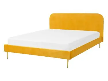 Cama Terciopelo FLAYAT 140 x 200 cm Amarillo - Dormitorio