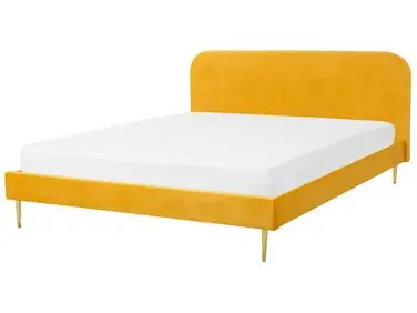 Cama Terciopelo FLAYAT 180 x 200 cm Amarillo - Dormitorio