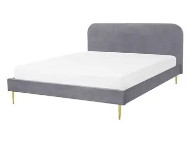 Cama Terciopelo FLAYAT 140 x 200 cm Gris - Dormitorio