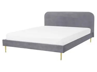 Cama Terciopelo FLAYAT 160 x 200 cm Gris - Dormitorio