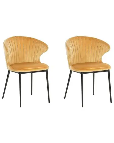 Conjunto de 2 sillas de comedor AUGUSTA Terciopelo Mostaza
