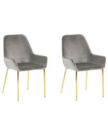 Conjunto de 2 sillas de comedor LOVERNA Terciopelo Gris