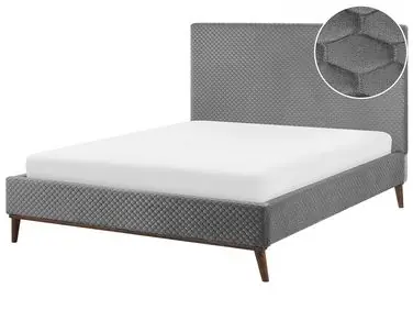 Cama Terciopelo BAYONNE 140 x 200 cm Gris claro - Dormitorio