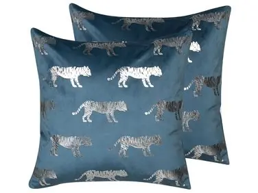 Conjunto de 2 cojines decorativos BLUEBELL Terciopelo 45 x 45 cm Azul Patrón animal - Accesorios decorativos