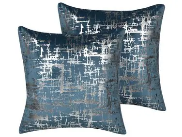 Conjunto de 2 cojines decorativos GARDENIA Terciopelo 45 x 45 cm Azul Patrón abstracto - Accesorios decorativos
