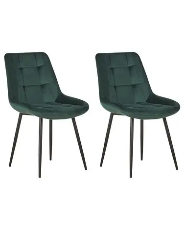 Conjunto de 2 sillas de comedor MELROSE Terciopelo Verde oscuro