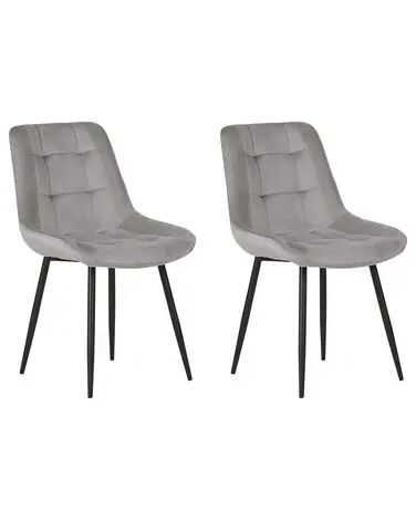 Conjunto de 2 sillas de comedor MELROSE Terciopelo Gris claro