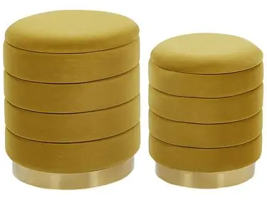 Conjunto de 2 pufs con almacenaje GARLAND Terciopelo Mostaza - Sala de estar