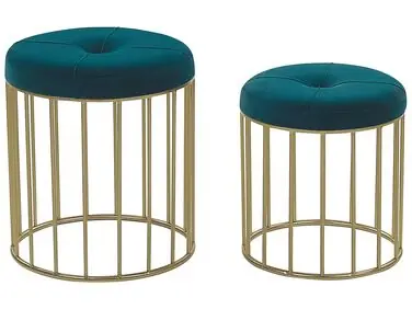 Conjunto de 2 taburetes LUBBOCK Terciopelo Verde azulado - Sala de estar