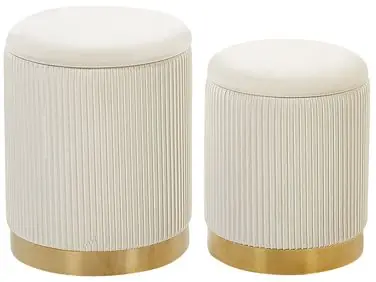 Conjunto de 2 pufs con almacenaje MIRAMAR Terciopelo Blanco - Sala de estar