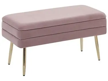 Upholstered Storage Bench DURHAM Velvet Pink - Bedroom