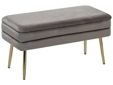 Upholstered Storage Bench DURHAM Velvet Grey - Bedroom