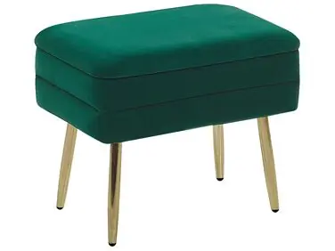 Banco tapizado con almacenaje ODESSA Terciopelo Verde oscuro - Sala de estar