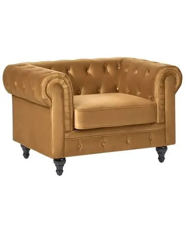 Armchair CHESTERFIELD Velvet Gold - Living Room