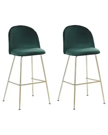 Conjunto de 2 sillas de bar ARCOLA Terciopelo Verde esmeralda - Comedor
