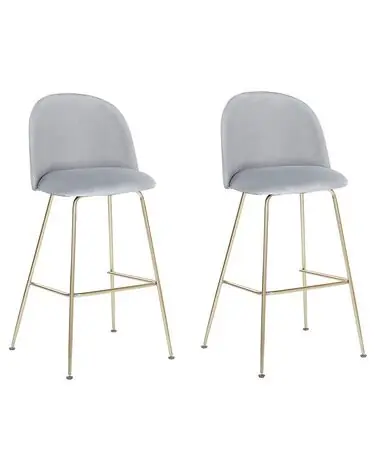 Conjunto de 2 sillas de bar ARCOLA Terciopelo Gris claro - Comedor