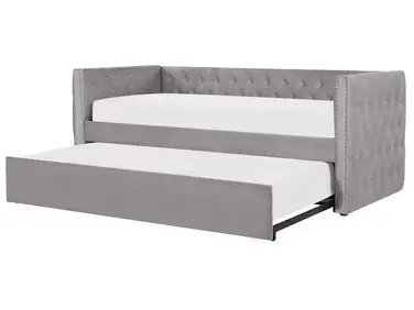 Trundle Bed Velvet GASSIN 90 x 200 cm (EU Single) Grey - Bedroom