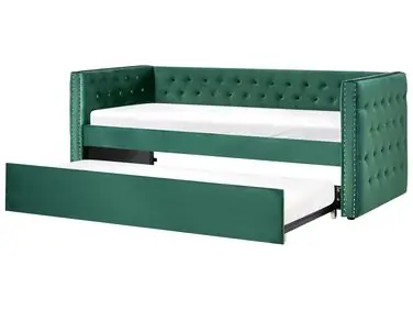 Trundle Bed Velvet GASSIN 90 x 200 cm (EU Single) Emerald Green - Bedroom