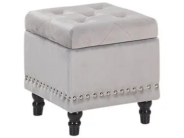 Storage Pouffe LORETTO Velvet Light Grey - Living Room