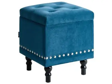 Storage Pouffe LORETTO Velvet Dark Blue - Living Room