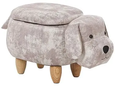 Storage Animal Stool DOGGY Velvet Beige Dog - Living Room