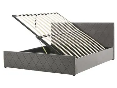 Ottoman Bed ROCHEFORT Velvet Grey 160 x 200 cm (EU King Size) - Bedroom